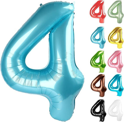 Pearl Blue Number 4 Balloon 40 Inch by IWERP