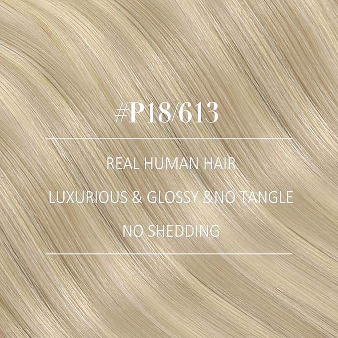YoungSee Weft Hair Extensions Highlight Warm Ash Blonde Mix Bleach Blonde Human Hair Sew in Extensions Highlights Hair Extensions Weft Soft Remy Hair 18Inch 100G