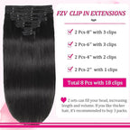 Clip in Hair Extensions Real Human Hair Seamless 20Inch 120g Natural Black Human Clip ins Extensions for Women Invisible Straight 8Pcs Double Weft Remy Hair
