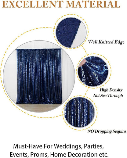 ShinyBeauty Sequin Fabric Backdrop 8ftx10ft Navy Blue Sparkle Glitter - Image 4