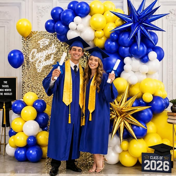 Blue Yellow Balloon Arch Kit, Royal Blue and Yellow White Balloons Garland Kit - Image 3