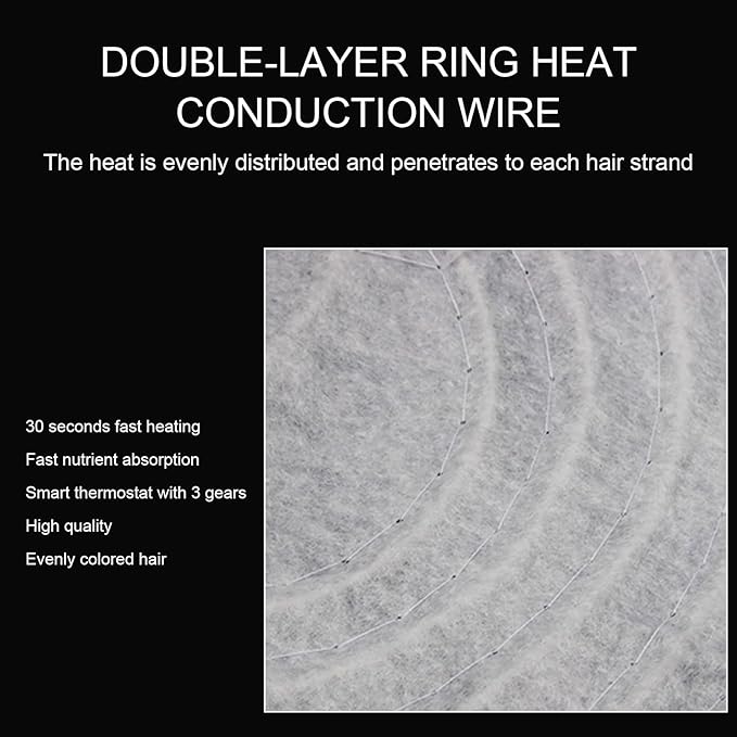 Heat Cap for Hair Deep Conditioning, Electric Hair Heating Cap Adjustable Oil Treatment Steamer Hat Detachable Hair Care Toolus Plug 110V