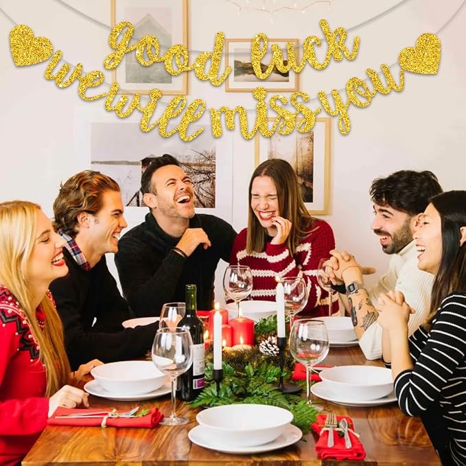 BEISHIDA Glitter Gold Good Luck We Will Miss You Banner Party Decor No DIY | - Image 5