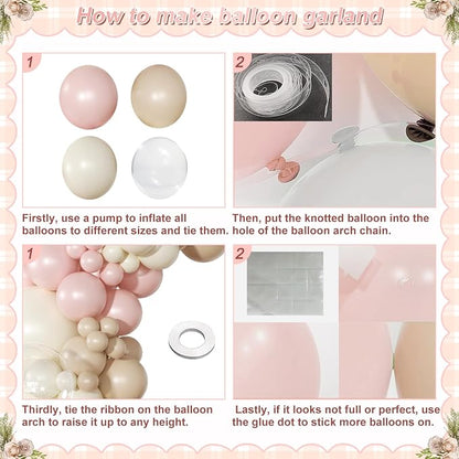 Dusty Pink Balloon Arch Kit for Birthday Decorations | 126Pcs Pink and Sand - Image 7