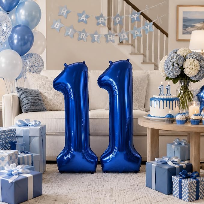 40 Inch Navy Blue Numbers 9 Balloons, Large Self Inflating Dark Blue Digital 9 - Image 5