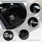 Shampoo Backwash Station for Salons,Salon Station with Shampoo Bowl & Storage Layer,Salon Equipment for Spa Beauty, Black