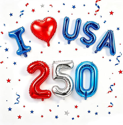 8Pcs 4th of July Decorations, USA 250 Foil Letter Balloons by Unknown