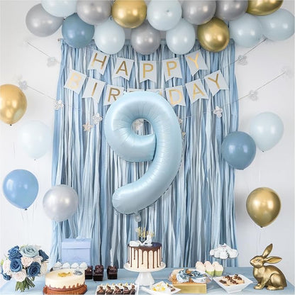 Big Number 9 Balloons, Light Sky Blue Foil 9 Balloon Numbers 40 Inch, Giant 9th - Image 6