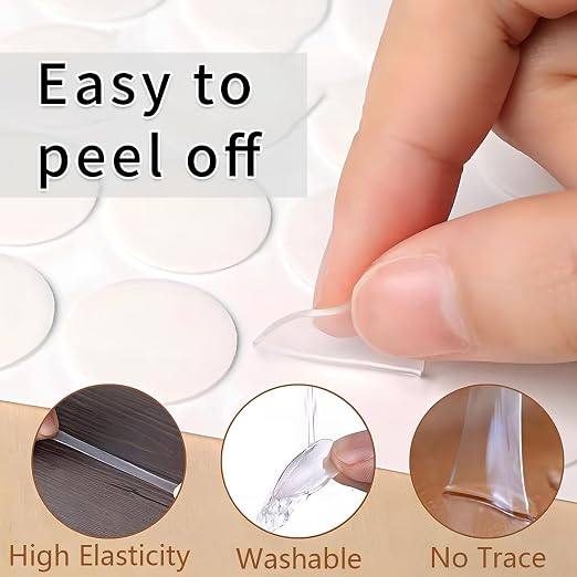 400 PCS Stick Dots Double Sided, 0.4" Clear Removable Sticky Adhesive Mounting - Image 2