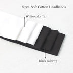 6 Pcs Black White Headbands for Women Hair Cotton Headband Non-slip Stretchy Elastic Head Wrap Holder Hair Accessories