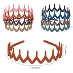 LAPOHI 8 PCS No Slip Fashion Plastic Headbands with Wide Teeth Comb Multicolour Skinny Hair Accessories for Women Men Teen Girls, Morandi Wave Shape Hair Bands for Thick Hair