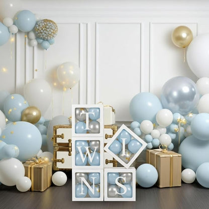 Thyle 5 Pcs White Twins Balloons Boxes Clear Balloon Boxes 10 Pcs Letters - Image 6