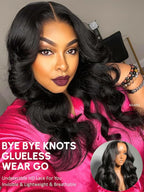 KLAIYI Wear And Go Glueless Wig Bye Bye Knots 13x4Precut Lace Front Wigs Human Hair Loose Body Wave Wig Pre Bleached Pre Everything Pre Plucked with Baby Hair 3S Ready to Wear Beginner Friendly 28Inch