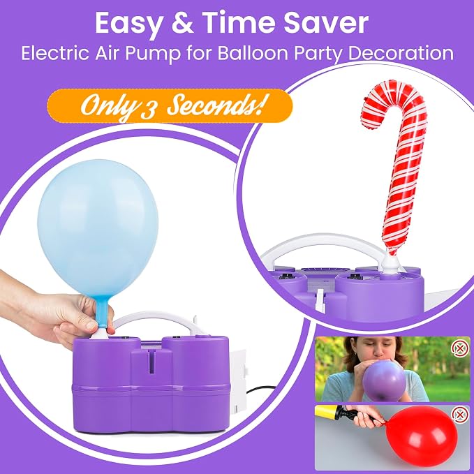 3-in-1 Electric Air Pump for Inflatables and Balloons, Dual Nozzle Inflator - Image 3