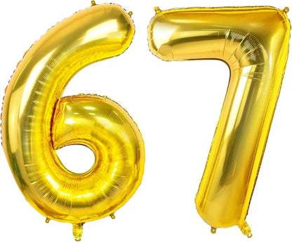 Joycard 40 Inch Gold Foil Helium Number 67 Balloons by Joycard