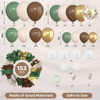 Amandir 153pcs Sage Green Brown Balloon Garland Arch Kit Different Sizes | 18 - Image 2