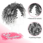 Natural Afro Kinky Curly Short Hair Toppers with Bangs Black Clip in Synthetic Wiglets Hair Pieces for Men and Women with Thinning Hair Instant Volume and Style(1B/Gray)