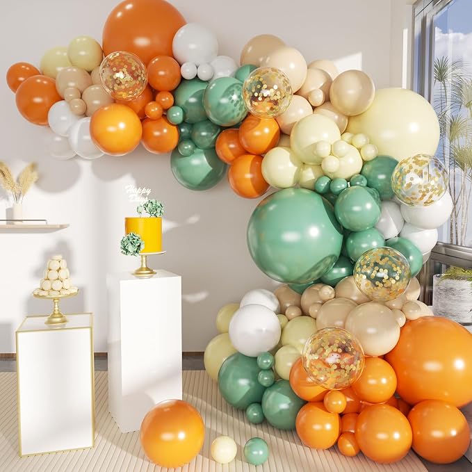 MEBAY Sage Green Orange Balloon Arch Kit by MEBAY