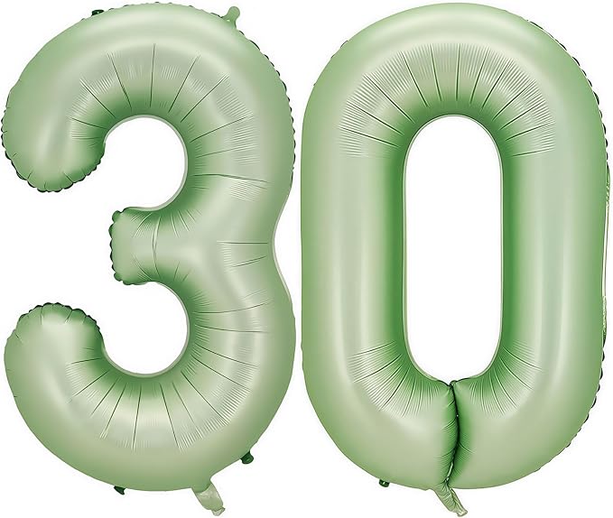 Sage Green Number 30 Balloon, 30 Balloon by BBPOOL