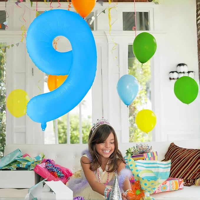 Fluorescent Blue Number Balloon 40 inch Giant Foil Helium Balloons Blue Number - Image 5