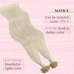 YoungSee U Tips Hair Extensions Real Human Hair Blonde U Tip Extensions Remy Hair Platinum Blonde Hot Fusion K Tips Hair Extension Straight Ktips Human Hair Extension for Women 16In 1G/S 50G