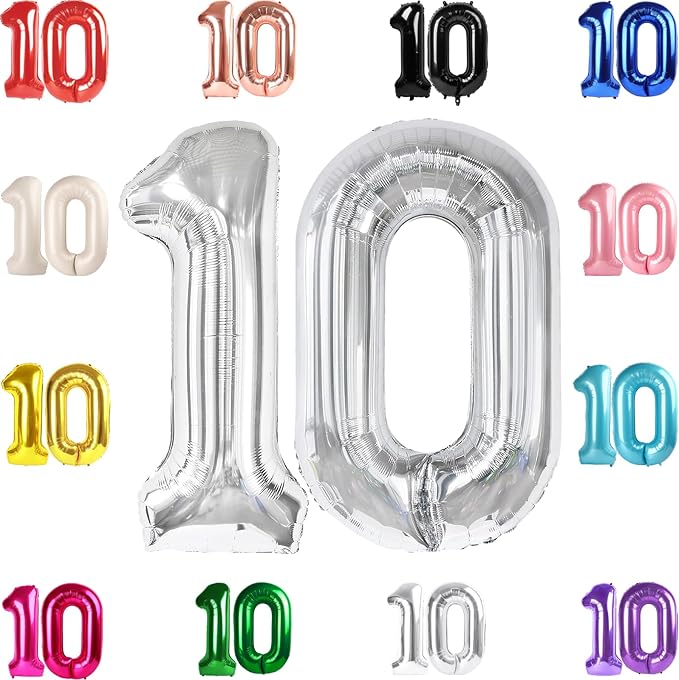Silver Number 10 Balloon 40 Inch by IWERP