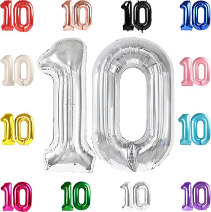 Silver Number 10 Balloon 40 Inch by IWERP