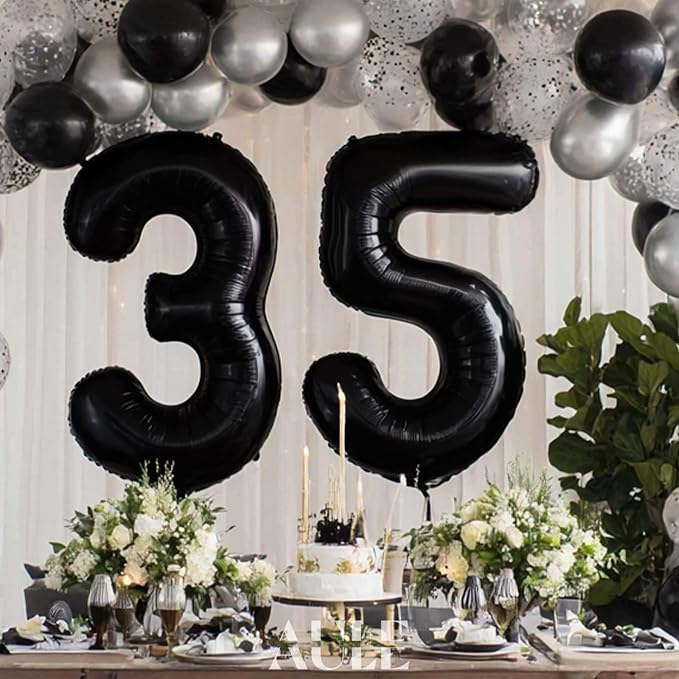 AULE 40 Inch Black Number Balloon 35 Foil 0-9 Birthday Big Numbers | Birthday - Image 4