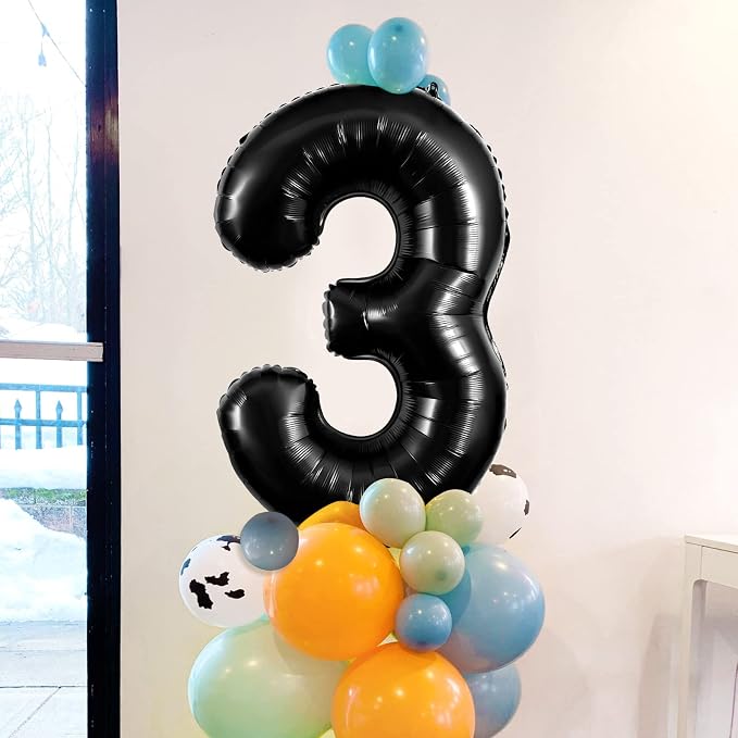 Black Number 3 Balloons 40 Inch Large Foil Balloons, Giant Number Balloon - Image 4