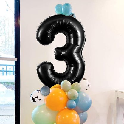 Black Number 3 Balloons 40 Inch Large Foil Balloons, Giant Number Balloon - Image 4