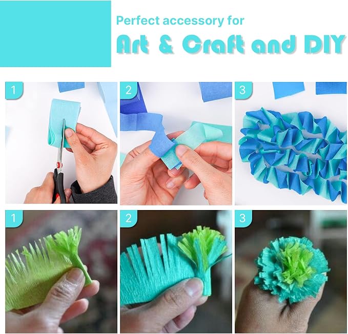 PartyWoo Teal Crepe Paper Streamers 6pcs 492 FT Turquoise Streamers | Birthday - Image 4