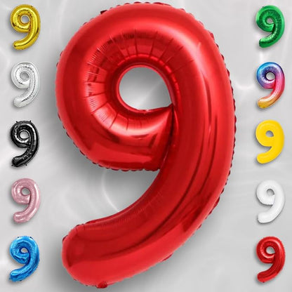 Red Number Balloon 9 Mylar Foil Balloons 40 inch - Image 6