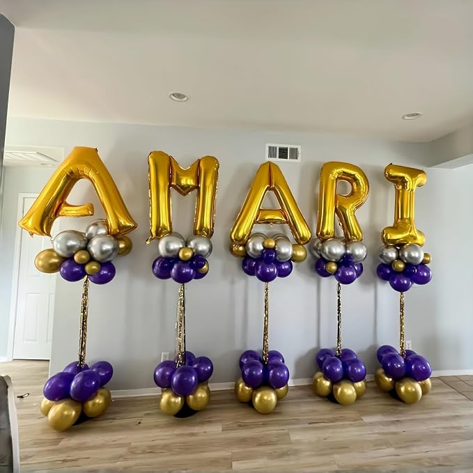Gold Letter Balloons, 40 Inch Alphabet Name Mylar Self Inflating Custom I Decor - Image 7