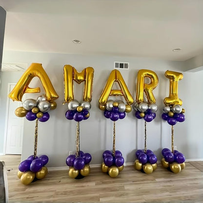 Gold Letter Balloons, 40 Inch Alphabet Name Mylar Self Inflating Custom I Decor - Image 7
