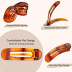 4 PCS Flat Claw Clips, Large Lay Flat Hair Clips for Women Girls, Strong Hold Non-slip Hair Claws for Thick Thin Hair (Tortoise)