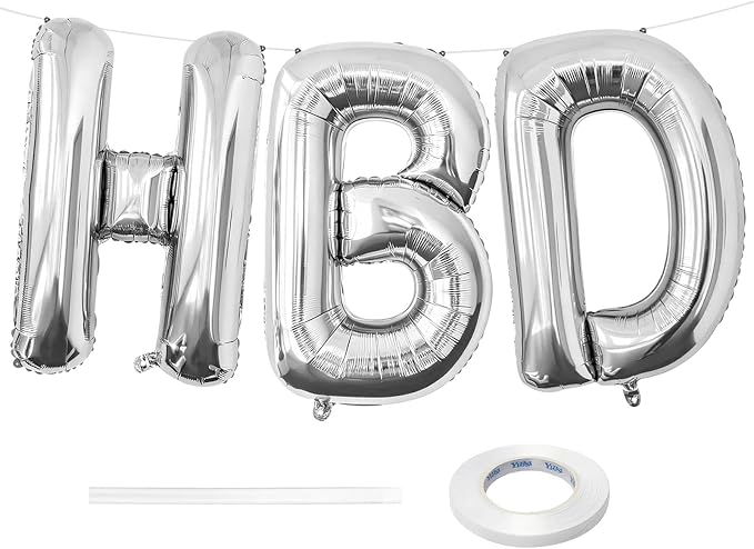Silver HBD Balloons, HBD Foil Letter Balloon by BBPOOL