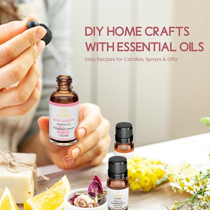 100% Pure Rose Otto Essential Oil 0.34 fl oz, Natural Rose Otto Oil in Amber Glass Bottle with Dropper for Diffuser Massage Skin Care