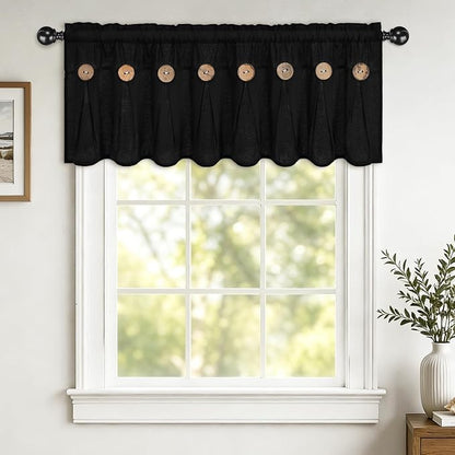 Farmhouse Valance Curtains, Boho Cotton Linen Kitchen Valance, Rod Pocket - Image 2
