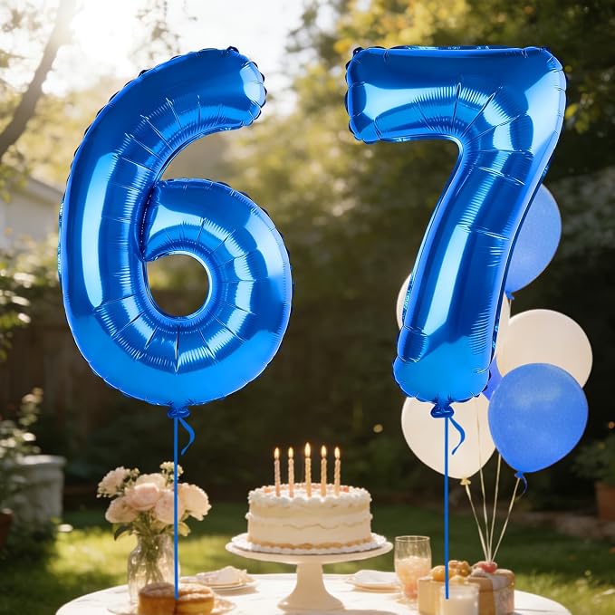 40 Inch Number 67 Balloons for 67th Birthday Party Decorations, 0-100 Dark Blue - Image 3