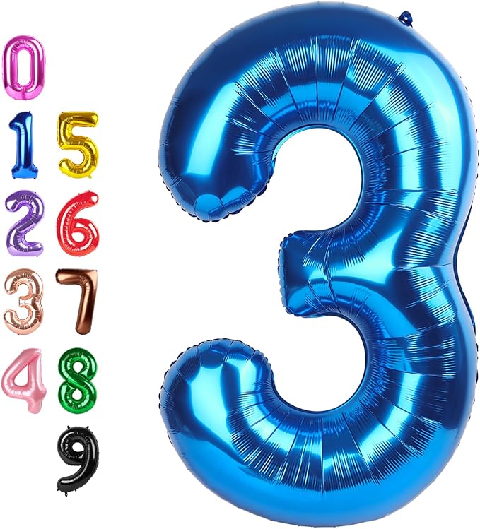 Number Balloons 3 Balloon Dark Blue by Enyeopd
