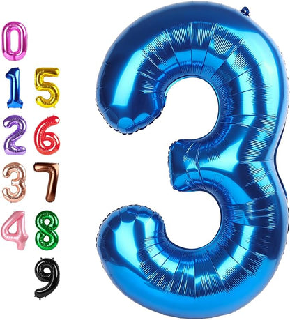 Number Balloons 3 Balloon Dark Blue by Enyeopd