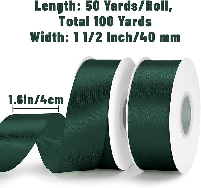 KINGLAKE Hunter Green Satin Ribbon - Image 2