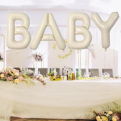 Cream BABY Balloons, 40 Inch Letter Baby Balloon Banner Beige - Image 6