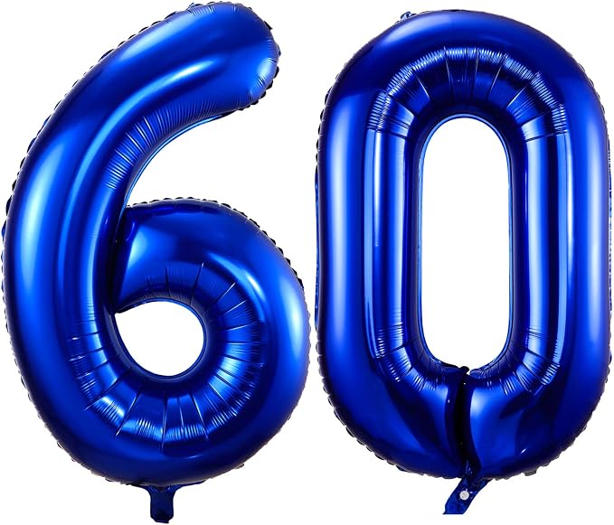 Navy Blue 60 Balloon Numbers, 40 Inch Dark Blue 60 Birthday Balloons Large Foil by BBPOOL