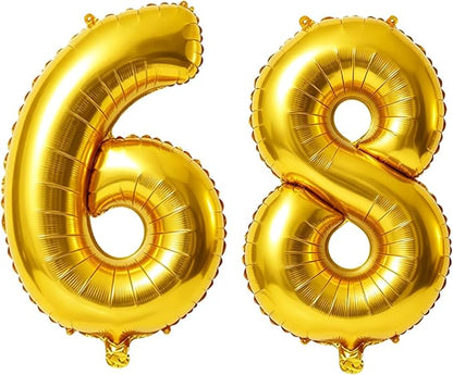 40 Inch Number 68 Balloons for 68th Birthday Party Decorations, 0-100 Gold by FOBELEC