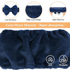 Shintop Face Wash Headband, Soft Spa Headband Carol Fleece Makeup Headwear with Cute Bow Elastic Hairband for Skincare Facial Mask Showers（Navy blue）