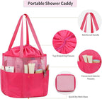 Mesh Shower Caddy Portable, Travel Toiletry Bag for Women Men, Large Capacity Shower Bag Quick Dry Bathroom Bag for Dorm, Gym, Bathroom, Camping, Beach, Swimming, Traveling, Rose Red
