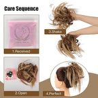 HMD Tousled Updo Messy Bun Hair Piece Hair Extension Ponytail With Elastic Rubber Band Updo Bun Synthetic Hairpieces for Women