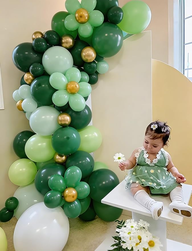 Green and Gold Balloon Arch Kit, Birthday Party Decor | Shades of Green Gold - Image 7