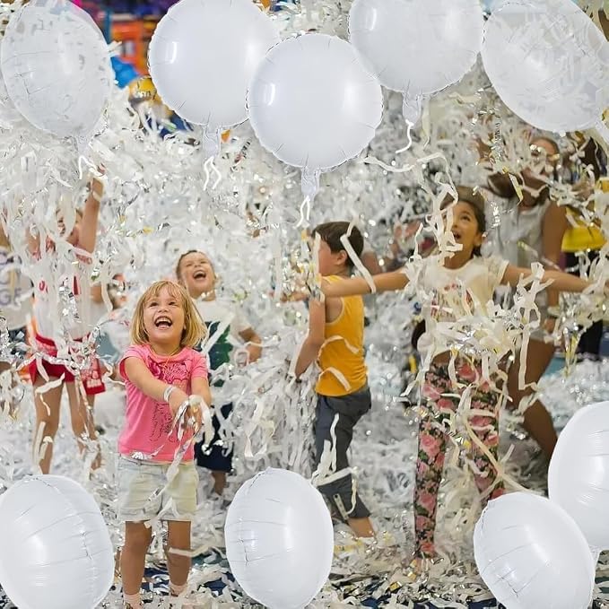 TONIFUL 30Pcs 18 Inch Large White Round Shape Foil Balloons Big White Circle - Image 3